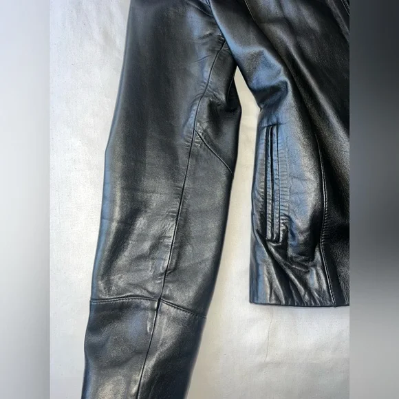 Women's Black Leather Jacket - Picture 2 of 6